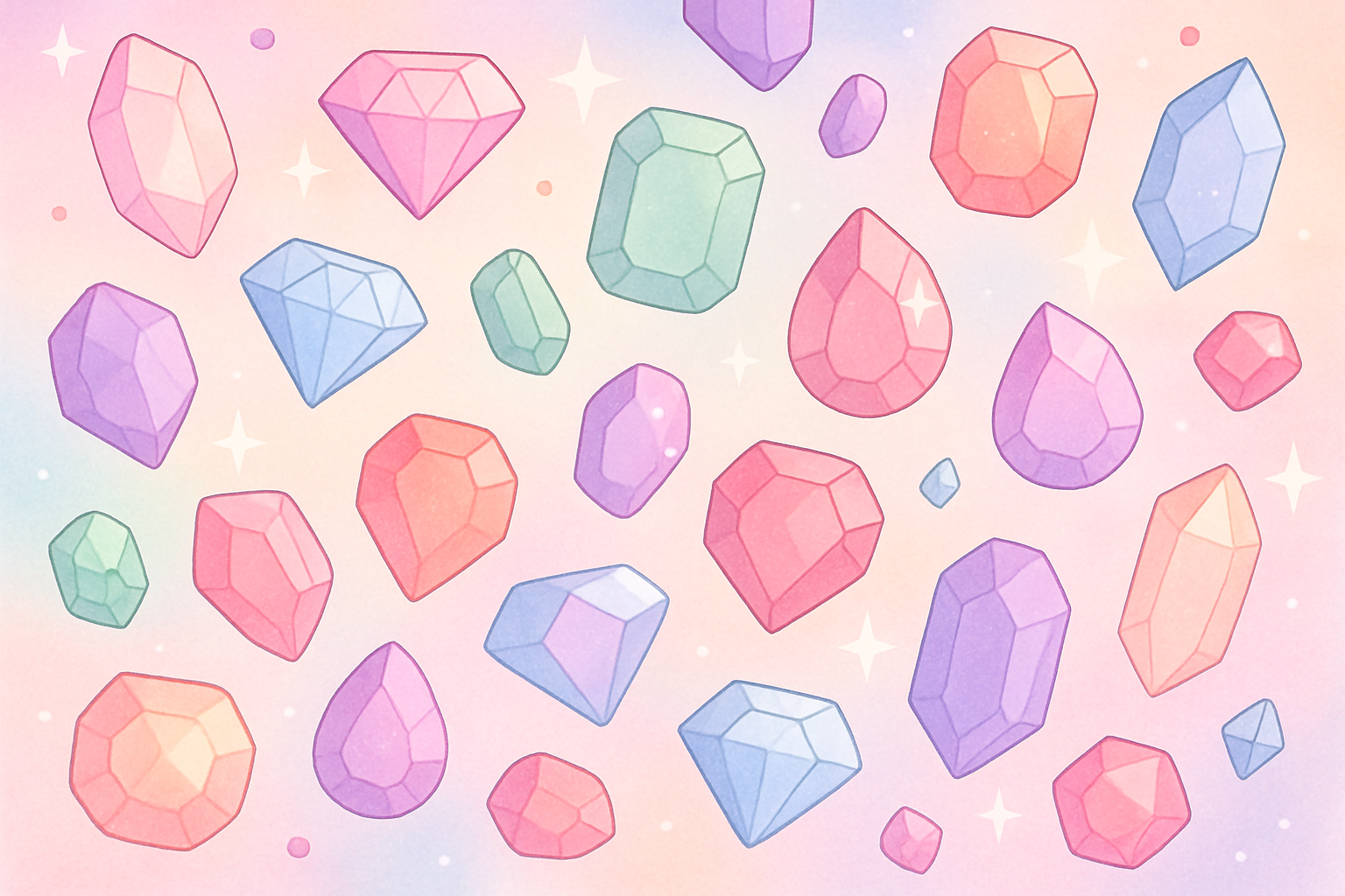 Pastel falling gems cartoon